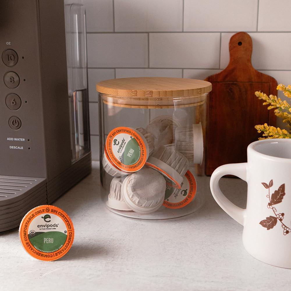 image:imageFresh Roasted Coffee USDA Organic Peru WaterProcessed Half Caf envipods 3rd Party Tested for Pesticides Mold Mycotoxins BPI Compostable Med Roast 72 CT Pods for K Cup BrewersOrganic Peru