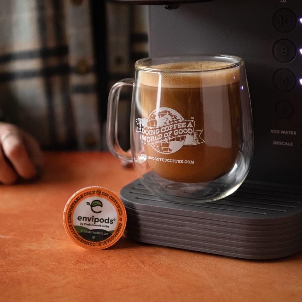 image:imageFresh Roasted Coffee USDA Organic Peru WaterProcessed Half Caf envipods 3rd Party Tested for Pesticides Mold Mycotoxins BPI Compostable Med Roast 72 CT Pods for K Cup BrewersItalian Roast