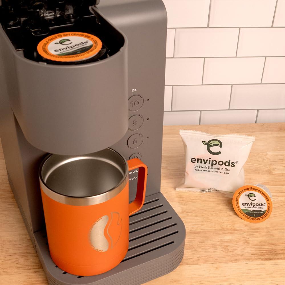 image:imageFresh Roasted Coffee USDA Organic Peru WaterProcessed Half Caf envipods 3rd Party Tested for Pesticides Mold Mycotoxins BPI Compostable Med Roast 72 CT Pods for K Cup BrewersChocolate