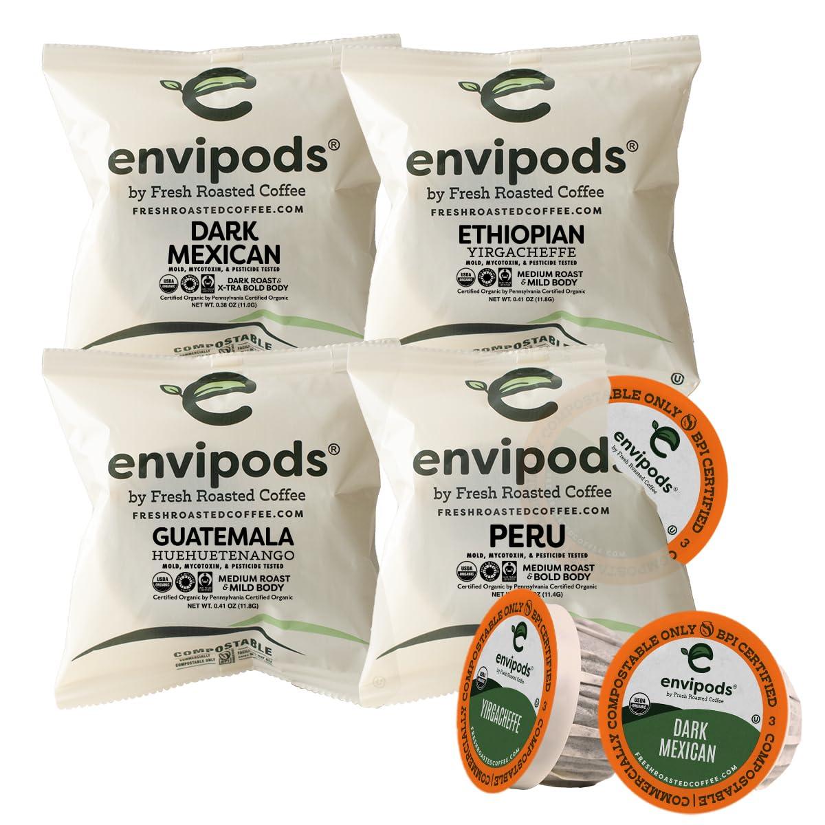 image:imageFresh Roasted Coffee USDA Organic Peru WaterProcessed Half Caf envipods 3rd Party Tested for Pesticides Mold Mycotoxins BPI Compostable Med Roast 72 CT Pods for K Cup BrewersOrganic Mold Mycotoxin Tested Variety Pack
