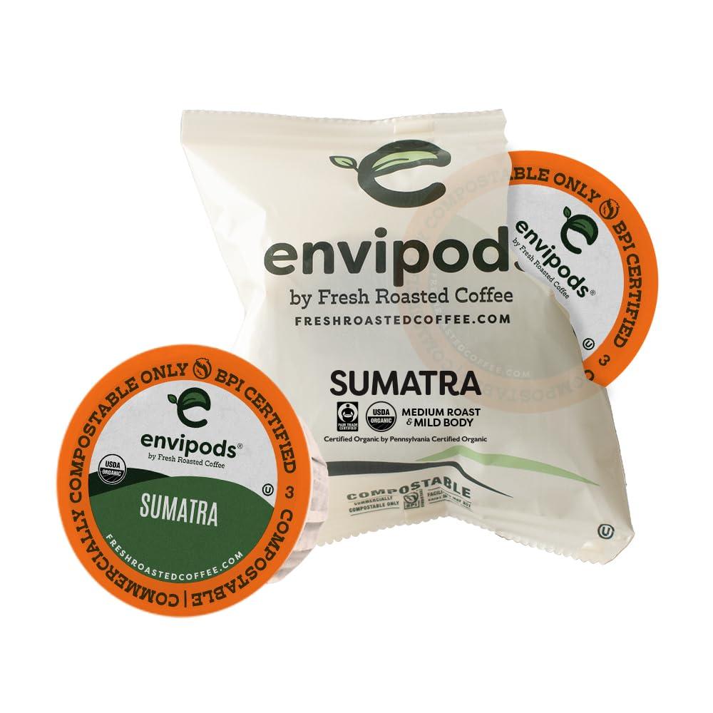 image:imageFresh Roasted Coffee USDA Organic Peru WaterProcessed Half Caf envipods 3rd Party Tested for Pesticides Mold Mycotoxins BPI Compostable Med Roast 72 CT Pods for K Cup BrewersChocolate