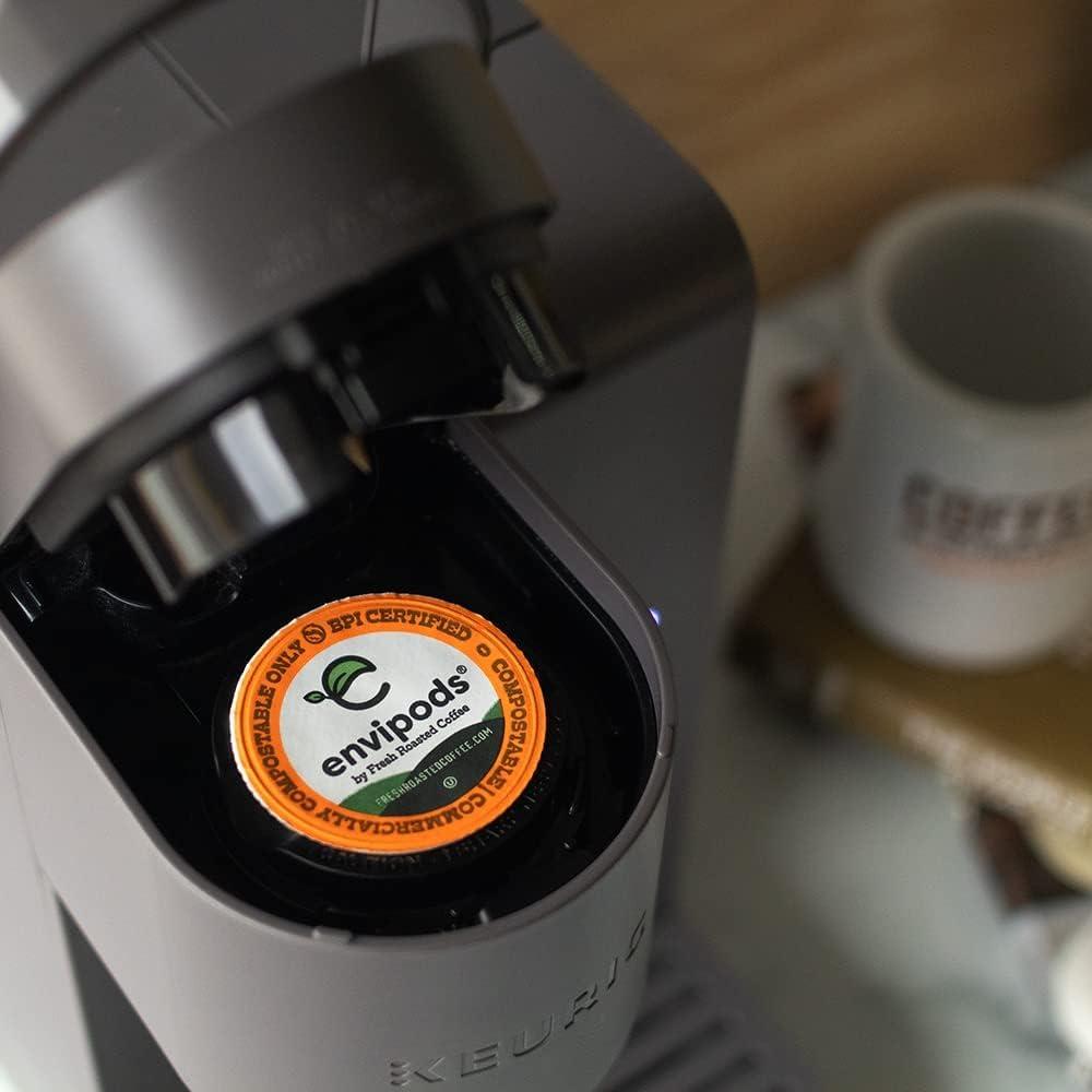 image:imageFresh Roasted Coffee USDA Organic Peru WaterProcessed Half Caf envipods 3rd Party Tested for Pesticides Mold Mycotoxins BPI Compostable Med Roast 72 CT Pods for K Cup BrewersCaramel