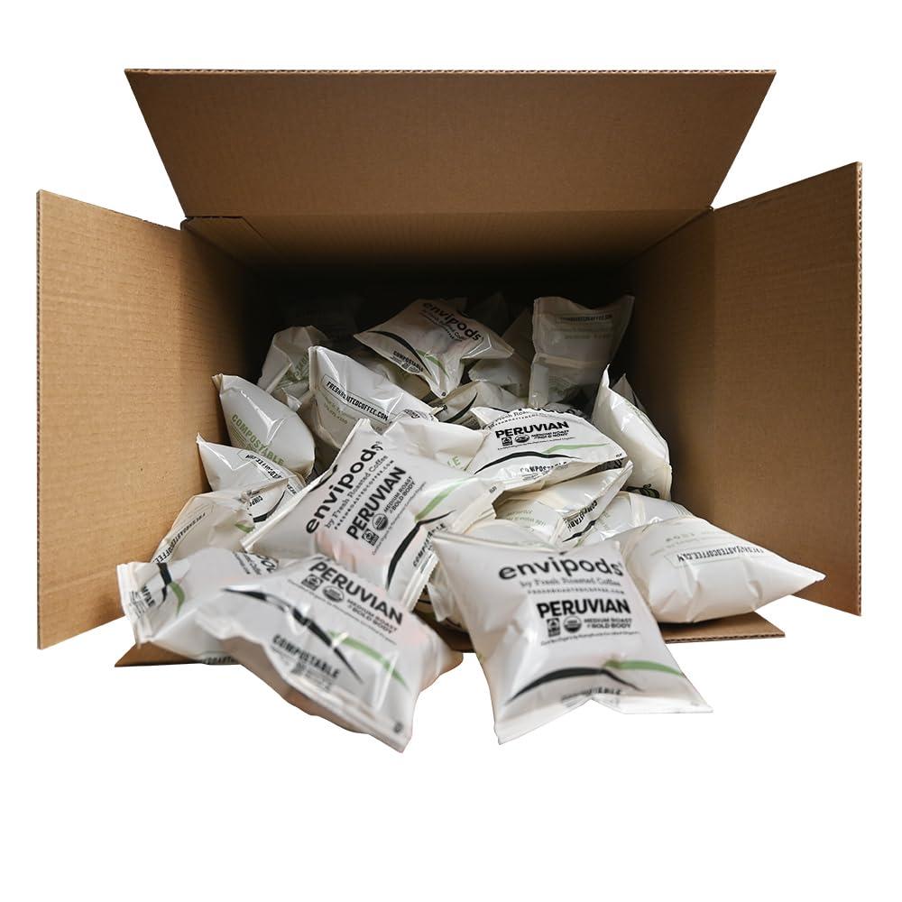 image:imageFresh Roasted Coffee USDA Organic Peru WaterProcessed Half Caf envipods 3rd Party Tested for Pesticides Mold Mycotoxins BPI Compostable Med Roast 72 CT Pods for K Cup BrewersOrganic Peru