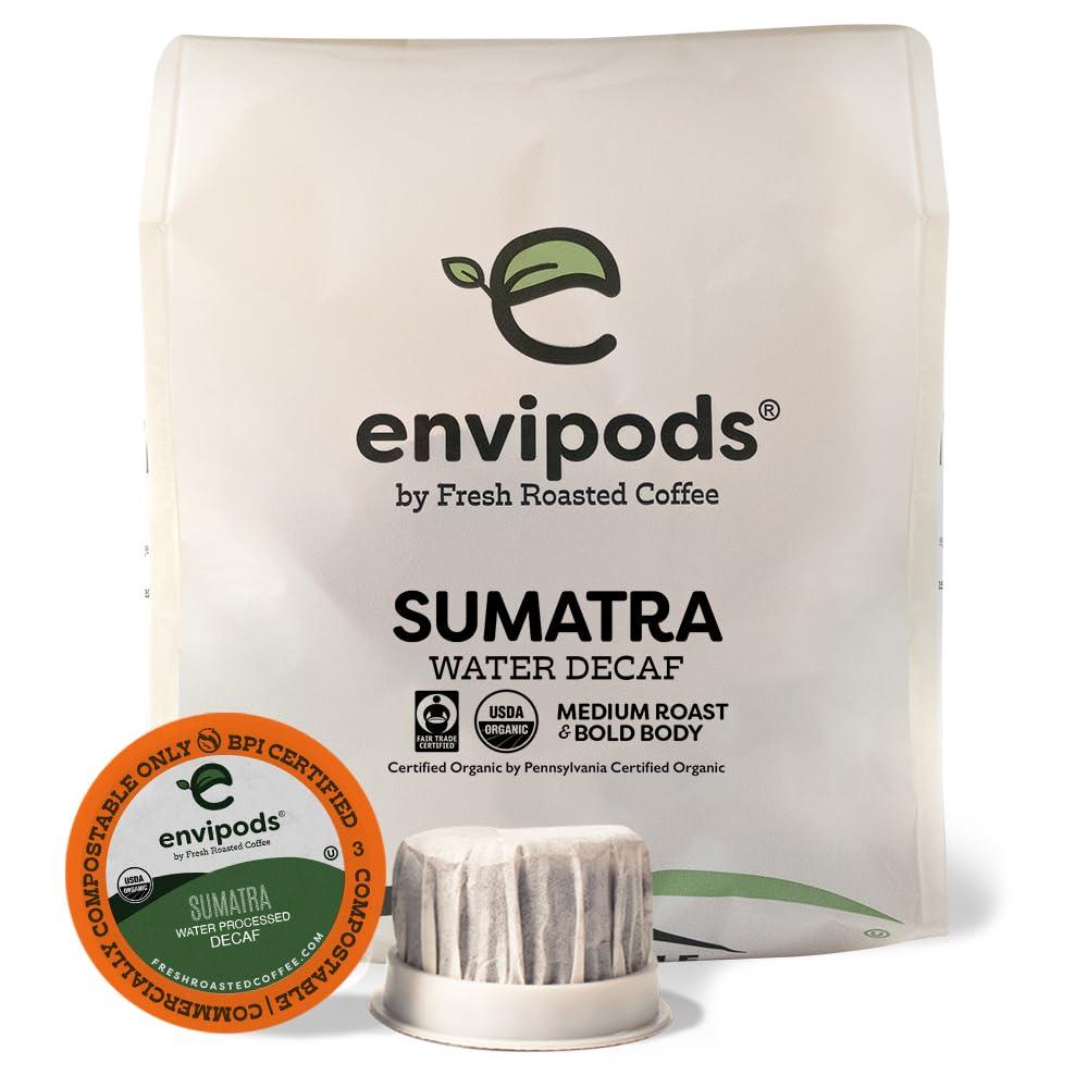 image:imageFresh Roasted Coffee USDA Organic Peru WaterProcessed Half Caf envipods 3rd Party Tested for Pesticides Mold Mycotoxins BPI Compostable Med Roast 72 CT Pods for K Cup BrewersChocolate