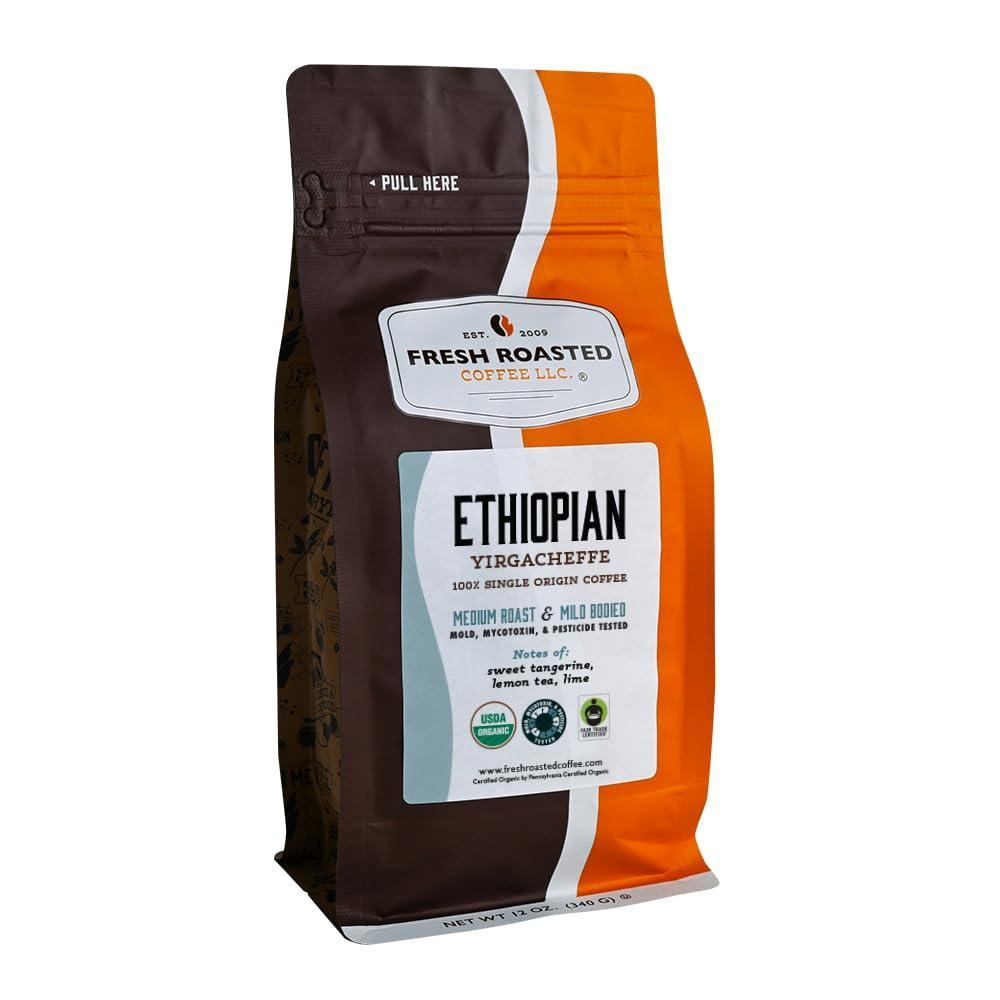 image:imageFresh Roasted Coffee Organic Ethiopian Yirgacheffe  USDA Organic Kosher 3rd Party Tested for Mold Myco Pesticides  2 lb 32 oz Whole BeanOrganic Ethiopian Yirgacheffe