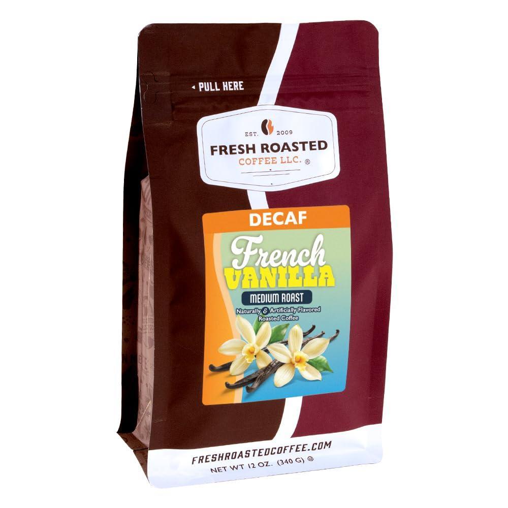 image:imageFresh Roasted Coffee Organic Peru WaterProcessed HalfCaf  Mold amp Myco 3rd Party Tested USDA Organic Kosher  Med Roast 5 lb 80 oz Whole BeanFrench Vanilla