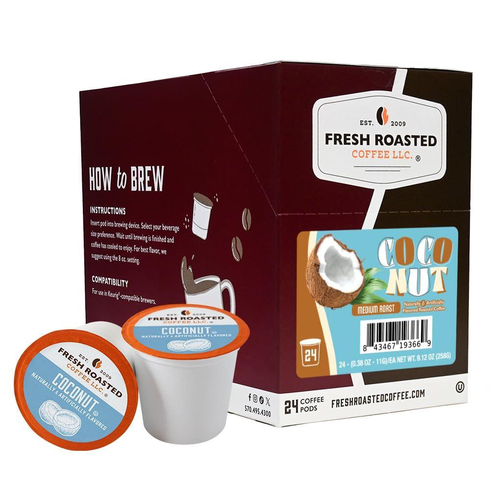 image:imageFresh Roasted Coffee USDA Organic Peru WaterProcessed Decaf  3rd Party Tested for Pesticides Mold Mycotoxins Kosher  100 Arabica Specialty Grade Med Roast 72 Pods for K Cup BrewersCoconut
