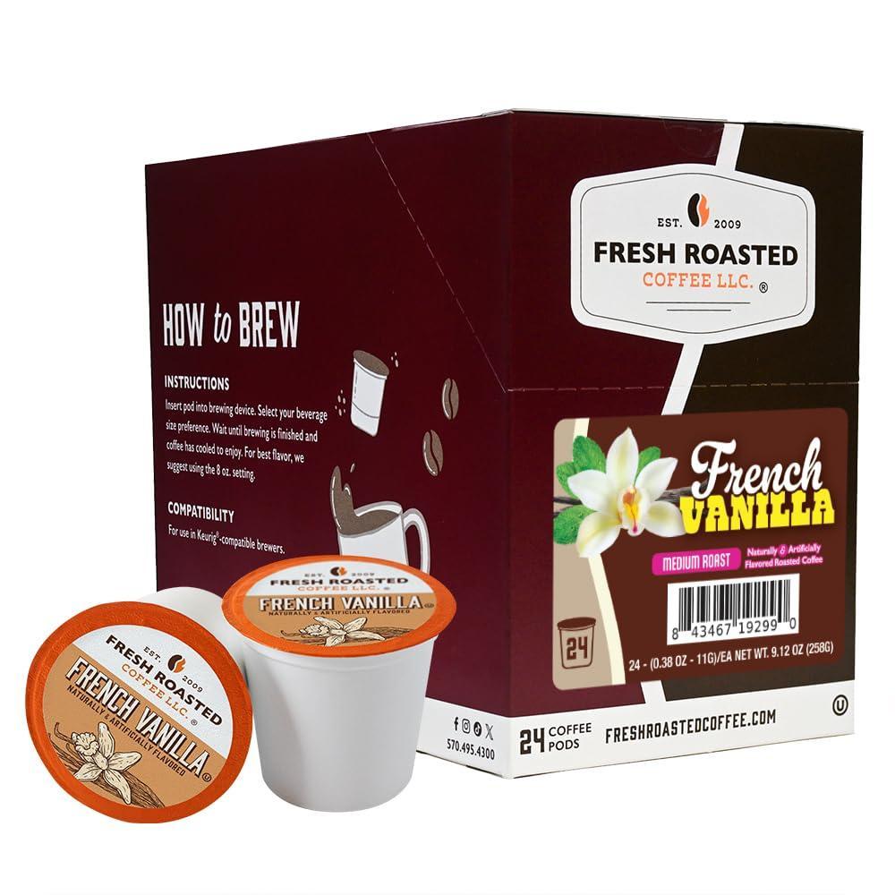 image:imageFresh Roasted Coffee USDA Organic Peru WaterProcessed Decaf  3rd Party Tested for Pesticides Mold Mycotoxins Kosher  100 Arabica Specialty Grade Med Roast 72 Pods for K Cup BrewersFrench Vanilla
