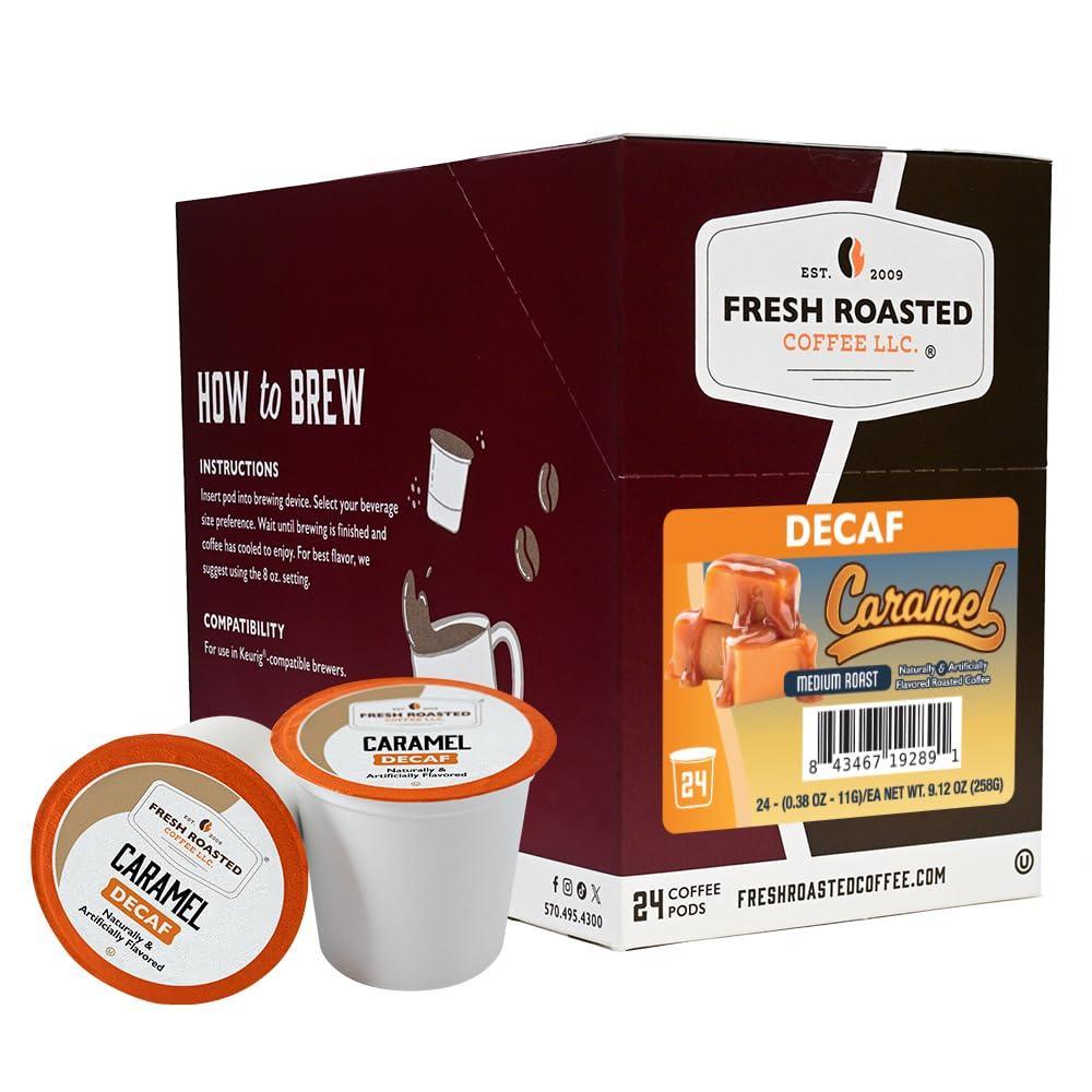 image:imageFresh Roasted Coffee USDA Organic Peru WaterProcessed Decaf  3rd Party Tested for Pesticides Mold Mycotoxins Kosher  100 Arabica Specialty Grade Med Roast 72 Pods for K Cup BrewersDecaf Caramel