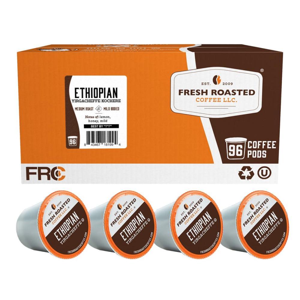 image:imageFresh Roasted Coffee USDA Organic Peru WaterProcessed Decaf  3rd Party Tested for Pesticides Mold Mycotoxins Kosher  100 Arabica Specialty Grade Med Roast 72 Pods for K Cup BrewersEthiopian Yirgacheffe
