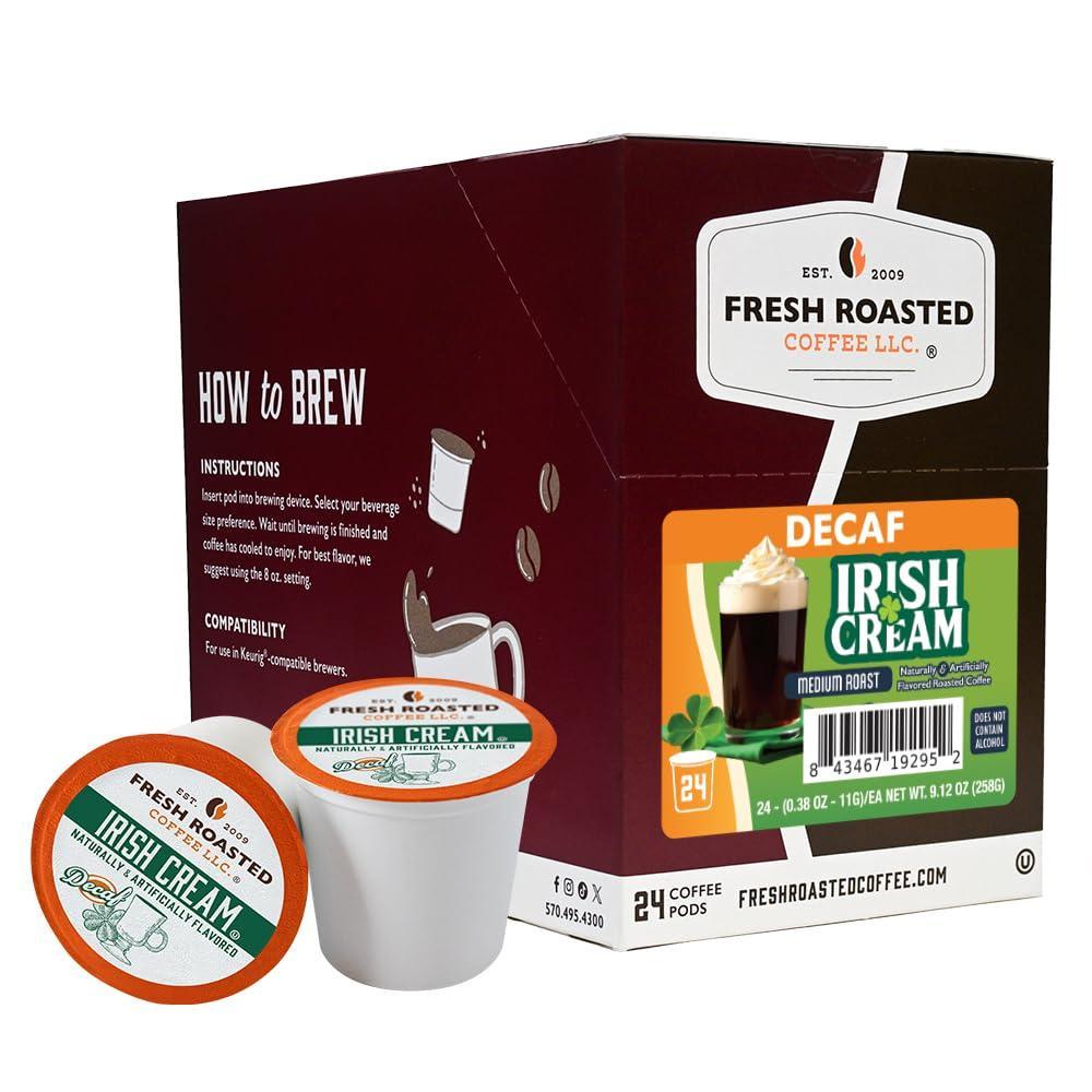 image:imageFresh Roasted Coffee USDA Organic Peru WaterProcessed Decaf  3rd Party Tested for Pesticides Mold Mycotoxins Kosher  100 Arabica Specialty Grade Med Roast 72 Pods for K Cup BrewersDecaf Irish Cream