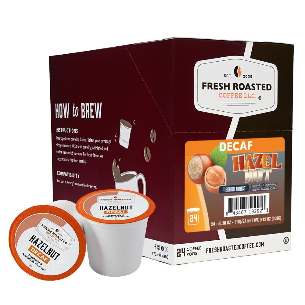 image:imageFresh Roasted Coffee USDA Organic Peru WaterProcessed Decaf  3rd Party Tested for Pesticides Mold Mycotoxins Kosher  100 Arabica Specialty Grade Med Roast 72 Pods for K Cup BrewersDecaf Hazelnut