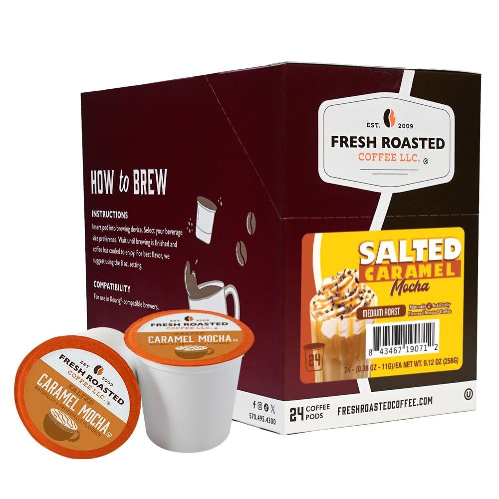 image:imageFresh Roasted Coffee USDA Organic Peru WaterProcessed Decaf  3rd Party Tested for Pesticides Mold Mycotoxins Kosher  100 Arabica Specialty Grade Med Roast 72 Pods for K Cup BrewersSalted Caramel Mocha