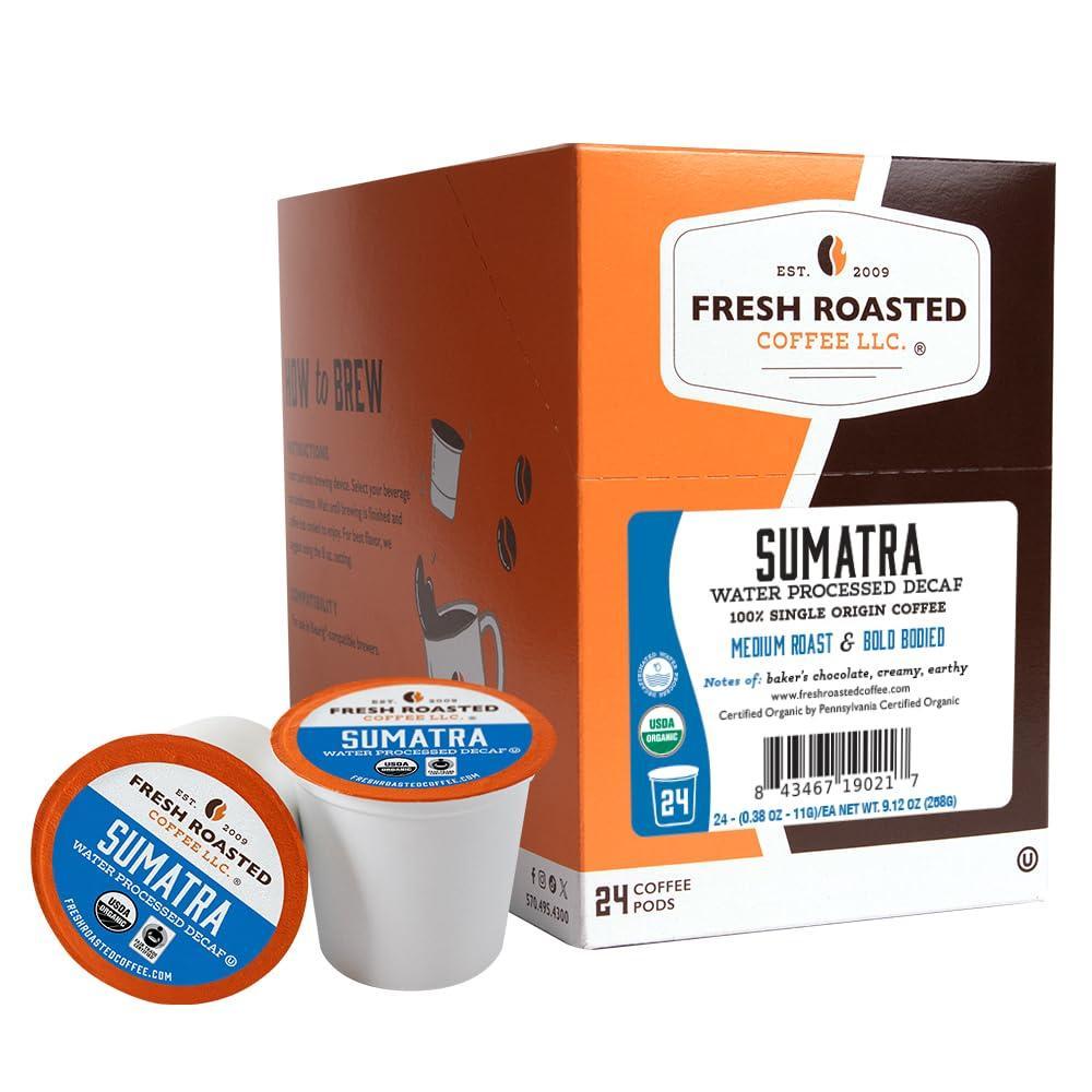image:imageFresh Roasted Coffee USDA Organic Peru WaterProcessed Decaf  3rd Party Tested for Pesticides Mold Mycotoxins Kosher  100 Arabica Specialty Grade Med Roast 72 Pods for K Cup BrewersOrganic Sumatra WPD