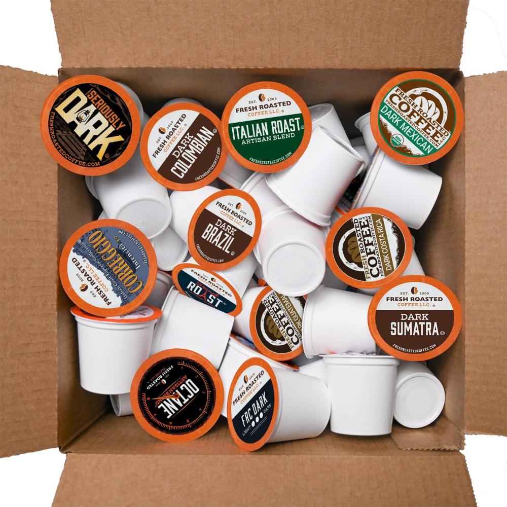 image:imageFresh Roasted Coffee USDA Organic Peru WaterProcessed Decaf  3rd Party Tested for Pesticides Mold Mycotoxins Kosher  100 Arabica Specialty Grade Med Roast 72 Pods for K Cup BrewersDark Roast Big Box