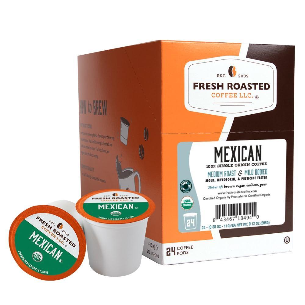 image:imageFresh Roasted Coffee USDA Organic Peru WaterProcessed Decaf  3rd Party Tested for Pesticides Mold Mycotoxins Kosher  100 Arabica Specialty Grade Med Roast 72 Pods for K Cup BrewersOrganic Mexican