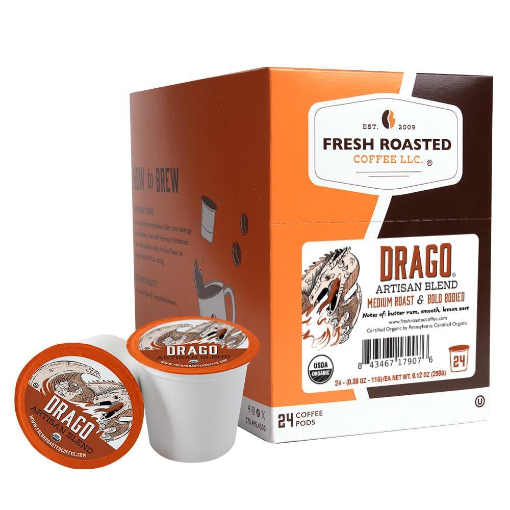 image:imageFresh Roasted Coffee USDA Organic Peru WaterProcessed Decaf  3rd Party Tested for Pesticides Mold Mycotoxins Kosher  100 Arabica Specialty Grade Med Roast 72 Pods for K Cup BrewersOrganic Drago