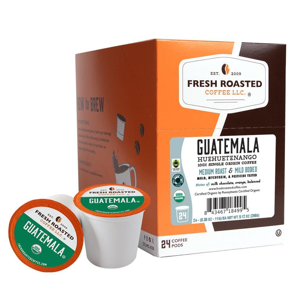 image:imageFresh Roasted Coffee USDA Organic Peru WaterProcessed Decaf  3rd Party Tested for Pesticides Mold Mycotoxins Kosher  100 Arabica Specialty Grade Med Roast 72 Pods for K Cup BrewersOrganic Guatemala Huehuetenango