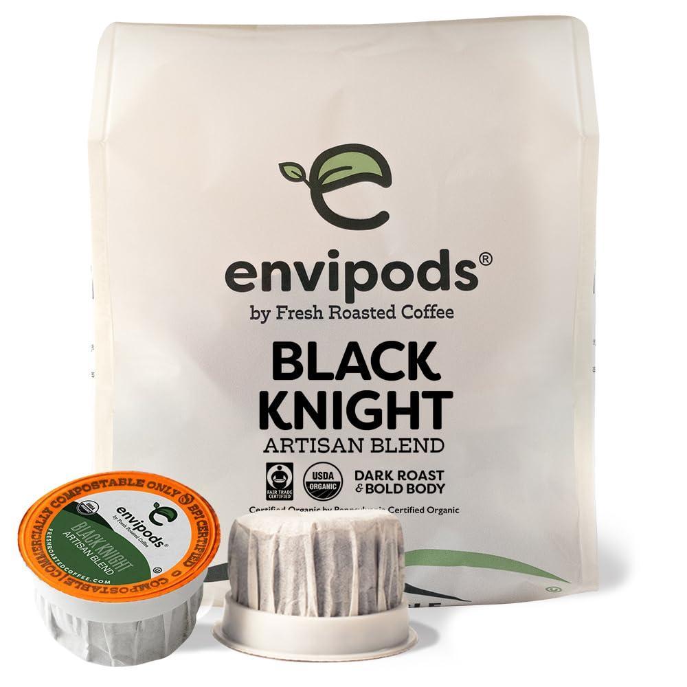 image:imageFresh Roasted Coffee USDA Organic Peru WaterProcessed Half Caf envipods  3rd Party Tested for Pesticides Mold Mycotoxins BPI Compostable  Med Roast 72 CT Pods for K Cup BrewersOrganic Fair Trade Black Knight