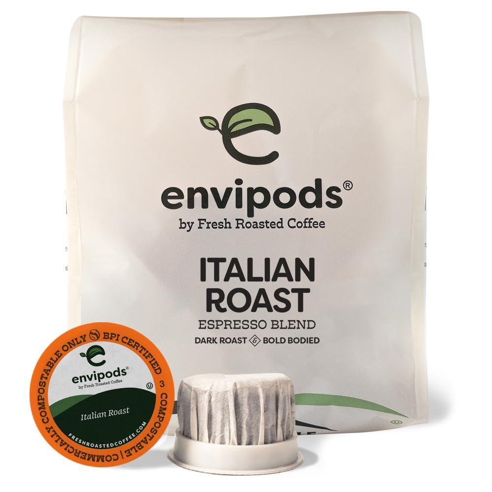 image:imageFresh Roasted Coffee USDA Organic Peru WaterProcessed Half Caf envipods 3rd Party Tested for Pesticides Mold Mycotoxins BPI Compostable Med Roast 72 CT Pods for K Cup BrewersItalian Roast