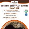 Fresh Roasted Coffee, USDA Organic Peru Water-Processed Decaf | 3rd Party Tested for Pesticides, Mold, Mycotoxins, Kosher | 100% Arabica, Specialty Grade, Med Roast 72 Pods for K Cup Brewers(Organic Ethiopian Sidamo WP Half-Caf)