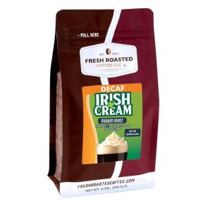 Fresh Roasted Coffee, Organic Peru Water-Processed Half-Caf | Mold & Myco 3rd Party Tested, USDA Organic, Kosher | Med Roast 5 lb (80 oz) Whole Bean(Decaf Irish Cream)