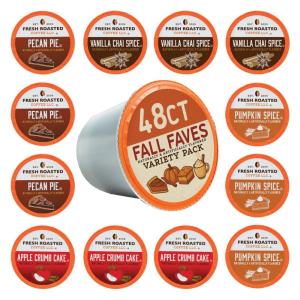 Fresh Roasted Coffee, USDA Organic Peru Water-Processed Decaf | 3rd Party Tested for Pesticides, Mold, Mycotoxins, Kosher | 100% Arabica, Specialty Grade, Med Roast 72 Pods for K Cup Brewers(Fall Faves)
