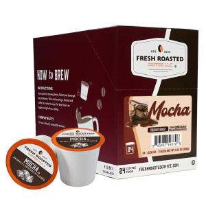 Fresh Roasted Coffee, USDA Organic Peru Water-Processed Decaf | 3rd Party Tested for Pesticides, Mold, Mycotoxins, Kosher | 100% Arabica, Specialty Grade, Med Roast 72 Pods for K Cup Brewers(Mocha)