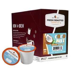 Fresh Roasted Coffee, USDA Organic Peru Water-Processed Decaf | 3rd Party Tested for Pesticides, Mold, Mycotoxins, Kosher | 100% Arabica, Specialty Grade, Med Roast 72 Pods for K Cup Brewers(Coconut)