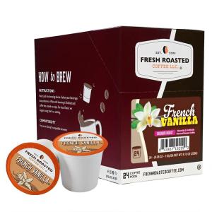 Fresh Roasted Coffee, USDA Organic Peru Water-Processed Decaf | 3rd Party Tested for Pesticides, Mold, Mycotoxins, Kosher | 100% Arabica, Specialty Grade, Med Roast 72 Pods for K Cup Brewers(French Vanilla)