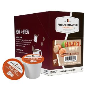 Fresh Roasted Coffee, USDA Organic Peru Water-Processed Decaf | 3rd Party Tested for Pesticides, Mold, Mycotoxins, Kosher | 100% Arabica, Specialty Grade, Med Roast 72 Pods for K Cup Brewers(Hazelnut)