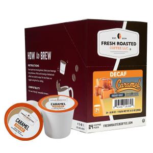 Fresh Roasted Coffee, USDA Organic Peru Water-Processed Decaf | 3rd Party Tested for Pesticides, Mold, Mycotoxins, Kosher | 100% Arabica, Specialty Grade, Med Roast 72 Pods for K Cup Brewers(Decaf Caramel)
