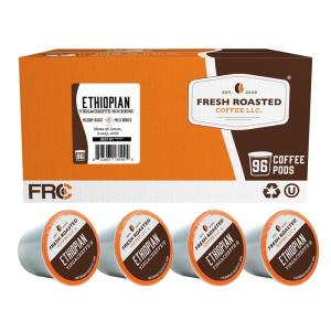 Fresh Roasted Coffee, USDA Organic Peru Water-Processed Decaf | 3rd Party Tested for Pesticides, Mold, Mycotoxins, Kosher | 100% Arabica, Specialty Grade, Med Roast 72 Pods for K Cup Brewers(Ethiopian Yirgacheffe)