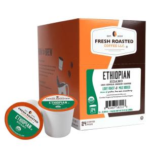 Fresh Roasted Coffee, USDA Organic Peru Water-Processed Decaf | 3rd Party Tested for Pesticides, Mold, Mycotoxins, Kosher | 100% Arabica, Specialty Grade, Med Roast 72 Pods for K Cup Brewers(Organic Ethiopian Sidamo Guji)
