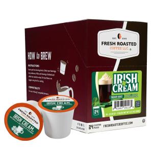 Fresh Roasted Coffee, USDA Organic Peru Water-Processed Decaf | 3rd Party Tested for Pesticides, Mold, Mycotoxins, Kosher | 100% Arabica, Specialty Grade, Med Roast 72 Pods for K Cup Brewers(Irish Cream)
