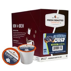 Fresh Roasted Coffee, USDA Organic Peru Water-Processed Decaf | 3rd Party Tested for Pesticides, Mold, Mycotoxins, Kosher | 100% Arabica, Specialty Grade, Med Roast 72 Pods for K Cup Brewers(Blueberry Crisp)