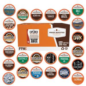 Fresh Roasted Coffee, USDA Organic Peru Water-Processed Decaf | 3rd Party Tested for Pesticides, Mold, Mycotoxins, Kosher | 100% Arabica, Specialty Grade, Med Roast 72 Pods for K Cup Brewers(Explorer Variety Pack)