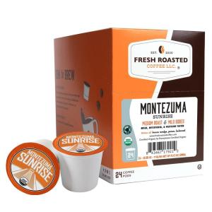 Fresh Roasted Coffee, USDA Organic Peru Water-Processed Decaf | 3rd Party Tested for Pesticides, Mold, Mycotoxins, Kosher | 100% Arabica, Specialty Grade, Med Roast 72 Pods for K Cup Brewers(Organic Montezuma Sunrise)