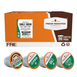 Fresh Roasted Coffee, USDA Organic Peru Water-Processed Decaf | 3rd Party Tested for Pesticides, Mold, Mycotoxins, Kosher | 100% Arabica, Specialty Grade, Med Roast 72 Pods for K Cup Brewers(Organic Single Origin Variety Pack)