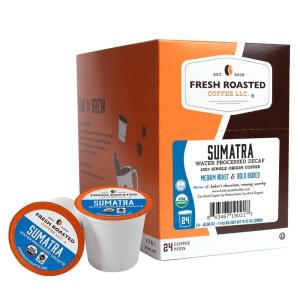 Fresh Roasted Coffee, USDA Organic Peru Water-Processed Decaf | 3rd Party Tested for Pesticides, Mold, Mycotoxins, Kosher | 100% Arabica, Specialty Grade, Med Roast 72 Pods for K Cup Brewers(Organic Sumatra WPD)