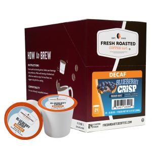 Fresh Roasted Coffee, USDA Organic Peru Water-Processed Decaf | 3rd Party Tested for Pesticides, Mold, Mycotoxins, Kosher | 100% Arabica, Specialty Grade, Med Roast 72 Pods for K Cup Brewers(Decaf Blueberry Crisp)