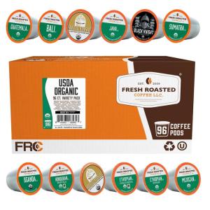 Fresh Roasted Coffee, USDA Organic Peru Water-Processed Decaf | 3rd Party Tested for Pesticides, Mold, Mycotoxins, Kosher | 100% Arabica, Specialty Grade, Med Roast 72 Pods for K Cup Brewers(USDA Organic Variety Pack)