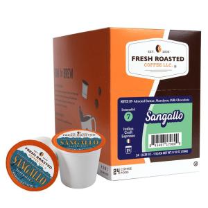 Fresh Roasted Coffee, USDA Organic Peru Water-Processed Decaf | 3rd Party Tested for Pesticides, Mold, Mycotoxins, Kosher | 100% Arabica, Specialty Grade, Med Roast 72 Pods for K Cup Brewers(Sangallo Italian Blend)