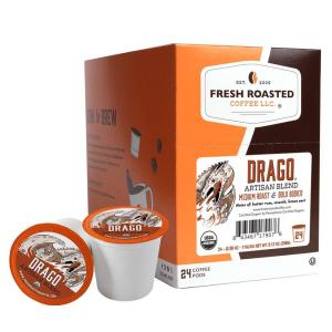Fresh Roasted Coffee, USDA Organic Peru Water-Processed Decaf | 3rd Party Tested for Pesticides, Mold, Mycotoxins, Kosher | 100% Arabica, Specialty Grade, Med Roast 72 Pods for K Cup Brewers(Organic Drago)