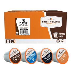 Fresh Roasted Coffee, USDA Organic Peru Water-Processed Decaf | 3rd Party Tested for Pesticides, Mold, Mycotoxins, Kosher | 100% Arabica, Specialty Grade, Med Roast 72 Pods for K Cup Brewers(FRC Classic Variety Pack)