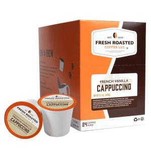 Fresh Roasted Coffee, USDA Organic Peru Water-Processed Decaf | 3rd Party Tested for Pesticides, Mold, Mycotoxins, Kosher | 100% Arabica, Specialty Grade, Med Roast 72 Pods for K Cup Brewers(French Vanilla Cappuccino)