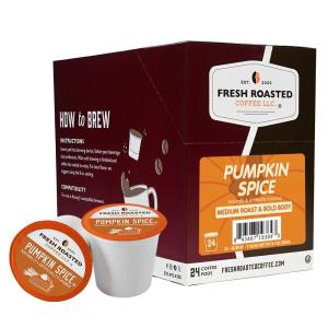 Fresh Roasted Coffee, USDA Organic Peru Water-Processed Decaf | 3rd Party Tested for Pesticides, Mold, Mycotoxins, Kosher | 100% Arabica, Specialty Grade, Med Roast 72 Pods for K Cup Brewers(Pumpkin Spice)