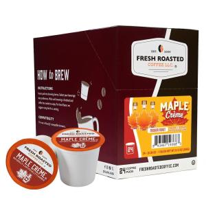 Fresh Roasted Coffee, USDA Organic Peru Water-Processed Decaf | 3rd Party Tested for Pesticides, Mold, Mycotoxins, Kosher | 100% Arabica, Specialty Grade, Med Roast 72 Pods for K Cup Brewers(Maple Crème)