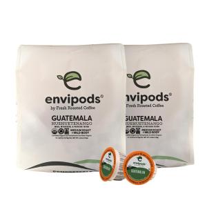 Fresh Roasted Coffee, USDA Organic Peru Water-Processed Half Caf envipods | 3rd Party Tested for Pesticides, Mold, Mycotoxins, BPI Compostable | Med Roast 72 CT Pods for K Cup Brewers(Organic Guatemalan)