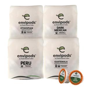 Fresh Roasted Coffee, USDA Organic Peru Water-Processed Half Caf envipods | 3rd Party Tested for Pesticides, Mold, Mycotoxins, BPI Compostable | Med Roast 72 CT Pods for K Cup Brewers(Organic Mold & Mycotoxin Tested Variety Pack)